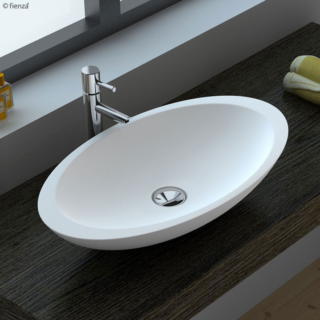 Fienza Bahama Stone Basin 600 x 350 x 105mm, Matte White