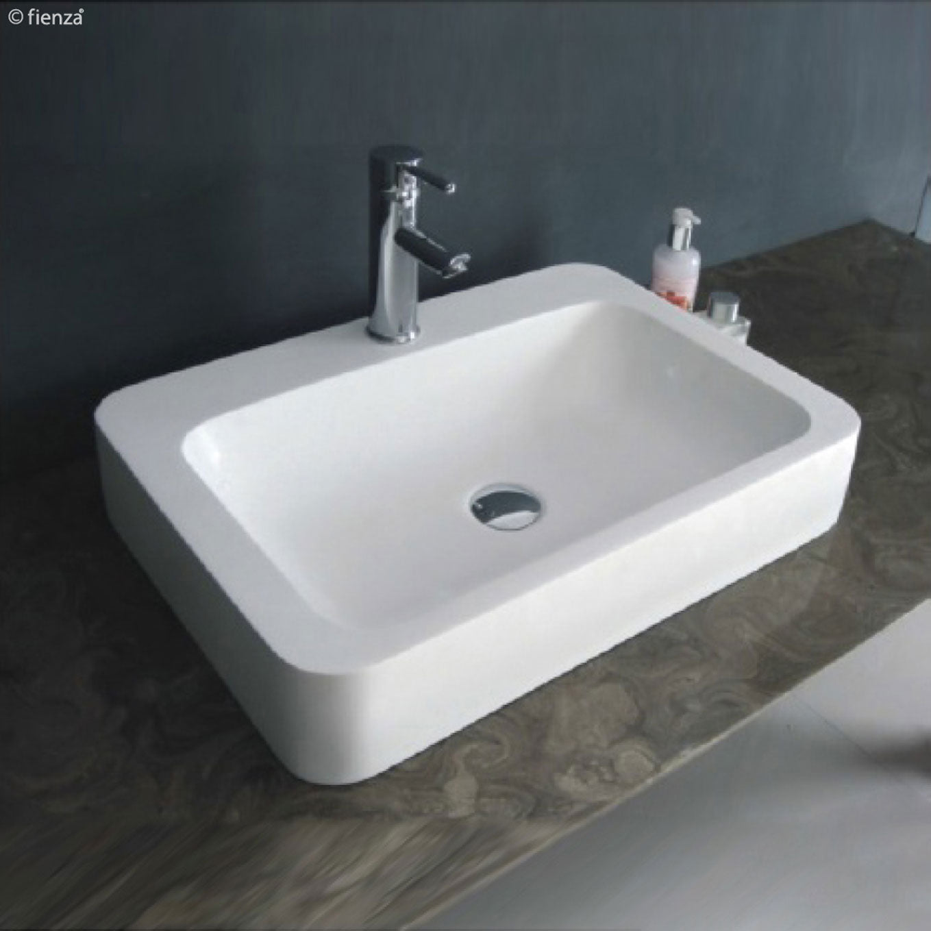 Fienza Bahama Stone Basin 600 x 350 x 105mm, Matte White