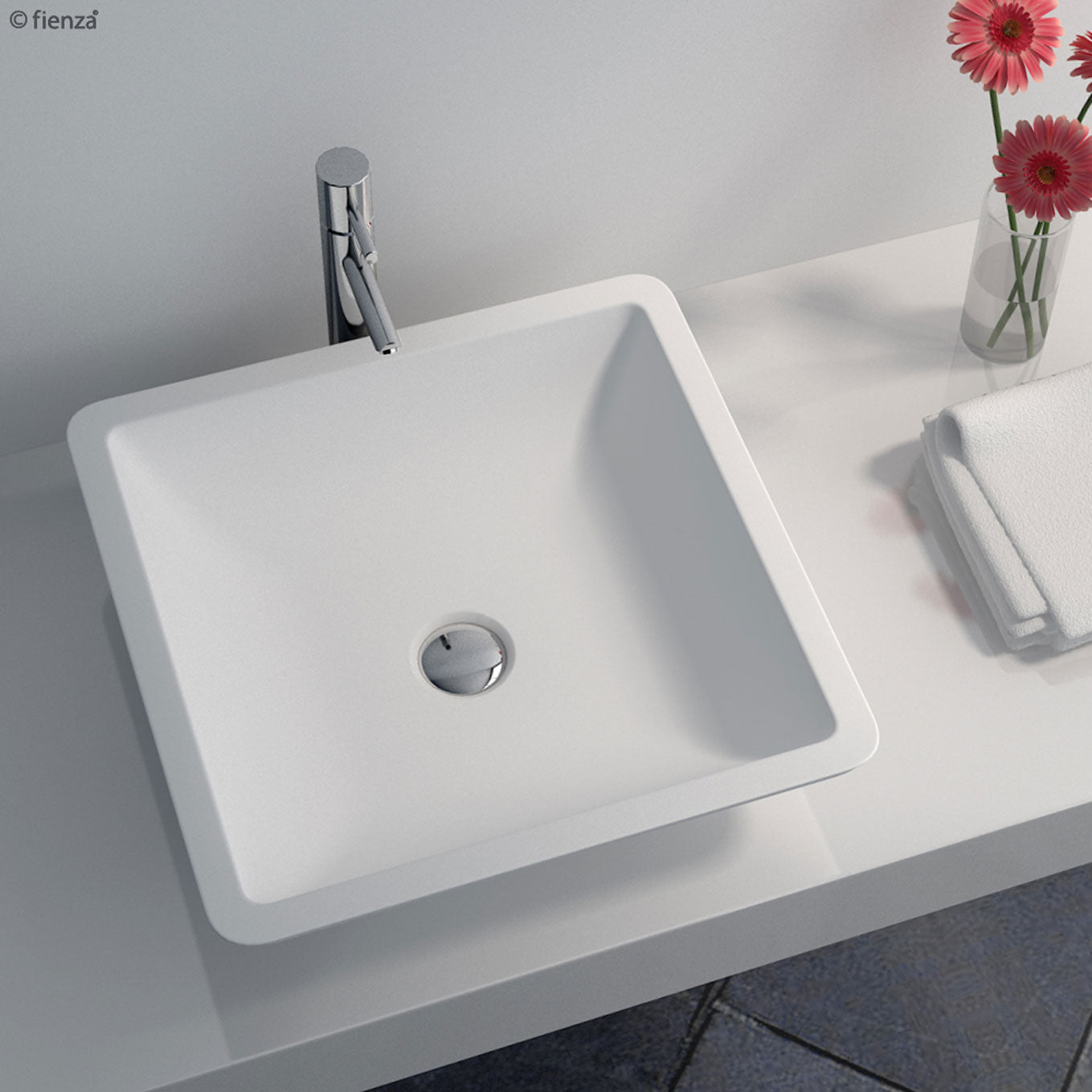 Fienza Classique 420 Stone Basin 420 x 420 x 105mm, Matte White
