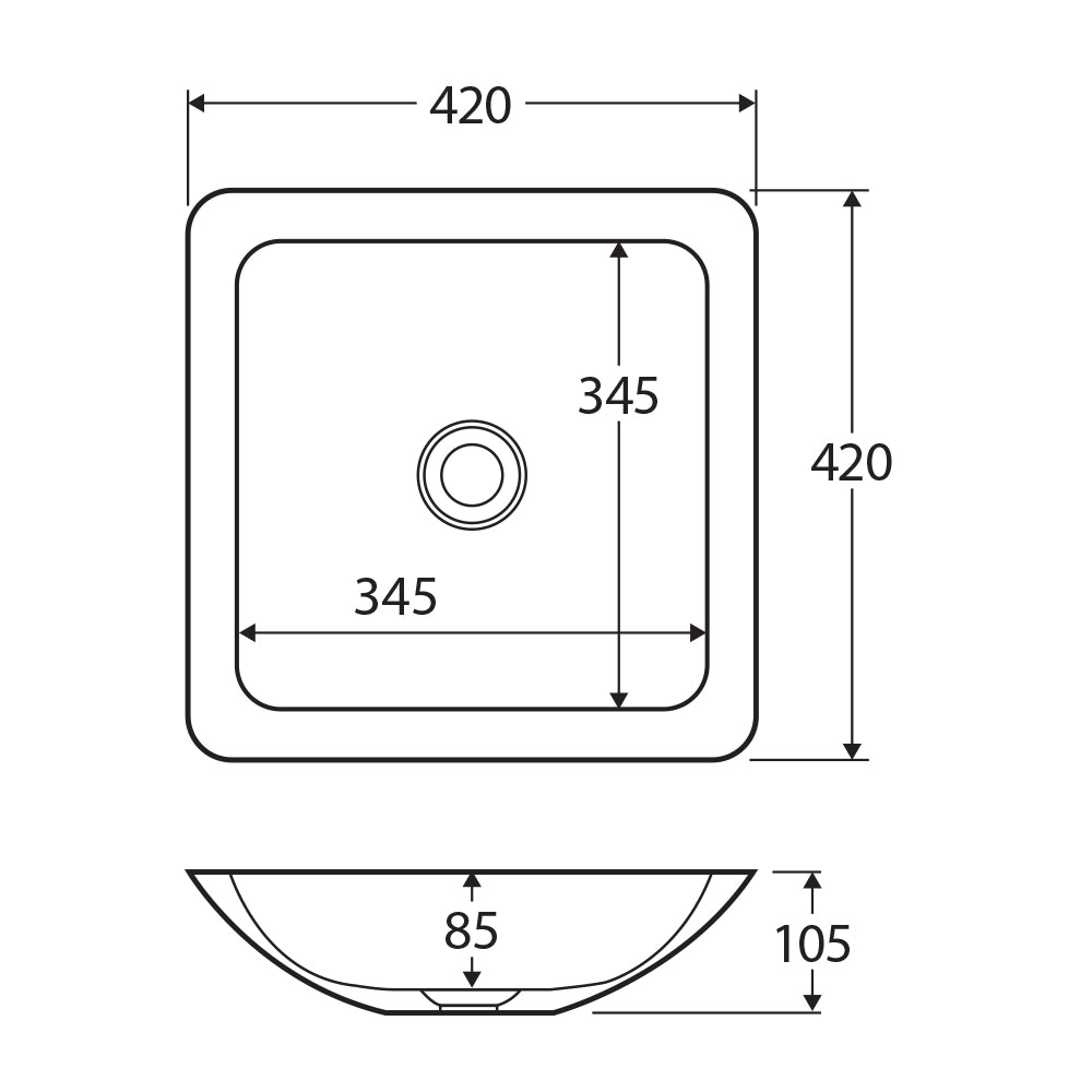 Fienza Classique 420 Stone Basin 420 x 420 x 105mm, Matte White