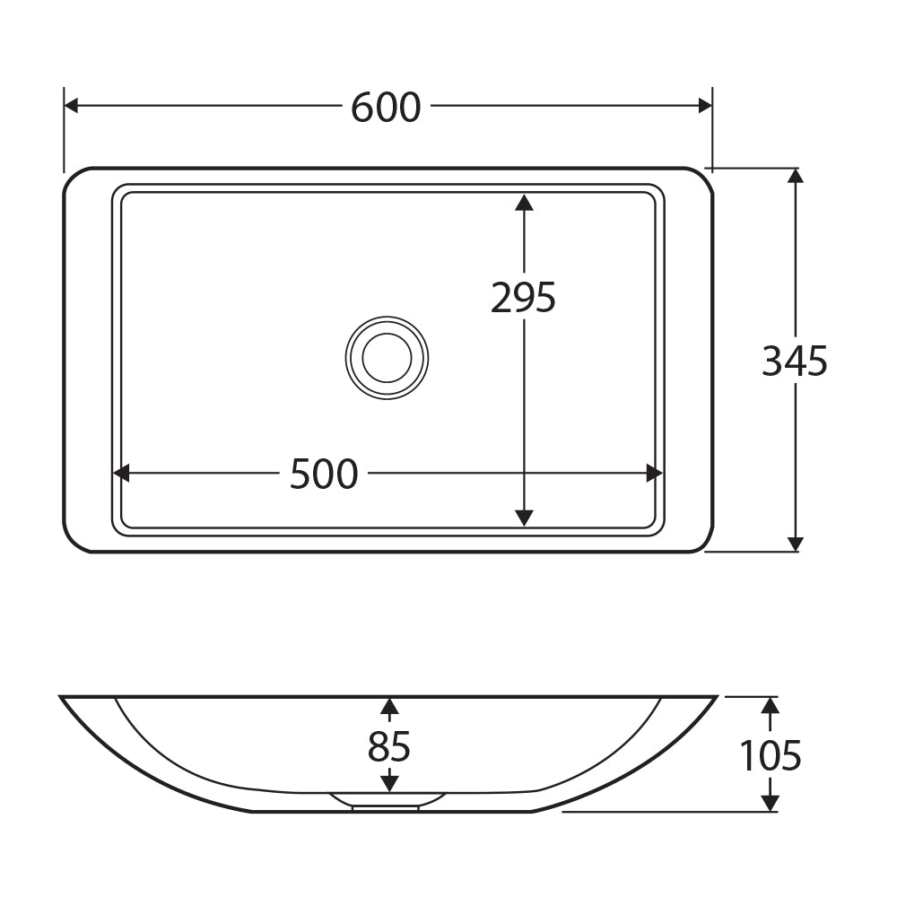 Fienza Classique 600 Cast Stone Basin 600 x 345 x 105mm, Matte White