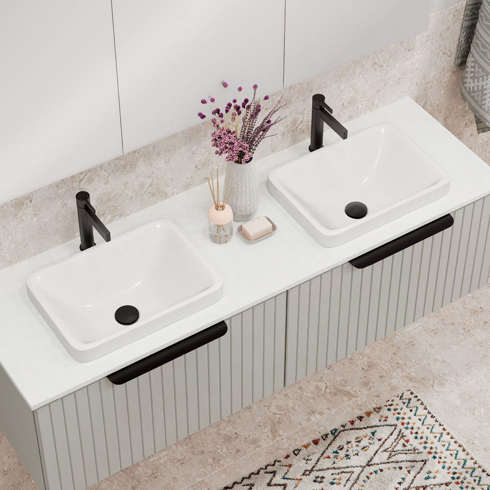 Fienza Kados Semi-Inset Basin 450 x 330 x 150mm, Matte White