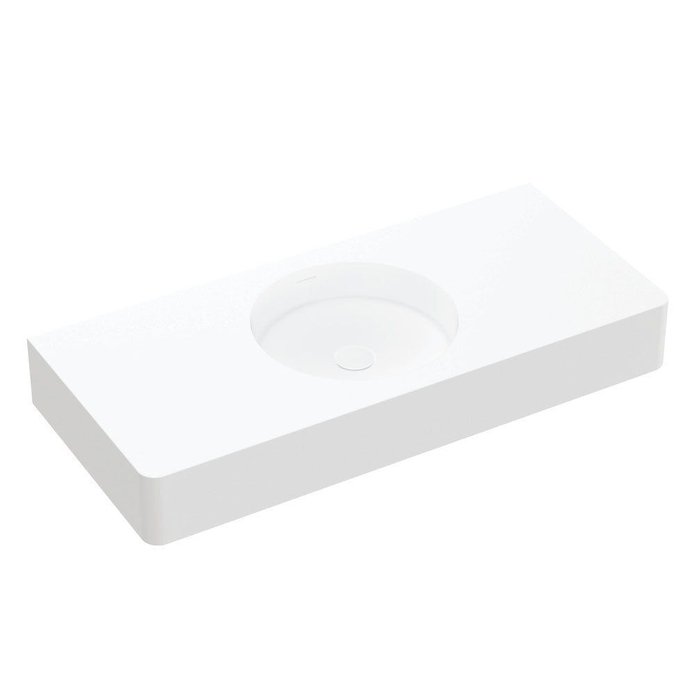 Fienza Encanto 1000 Solid Surface Wall Hung Basin with Overflow NTH, Matte White