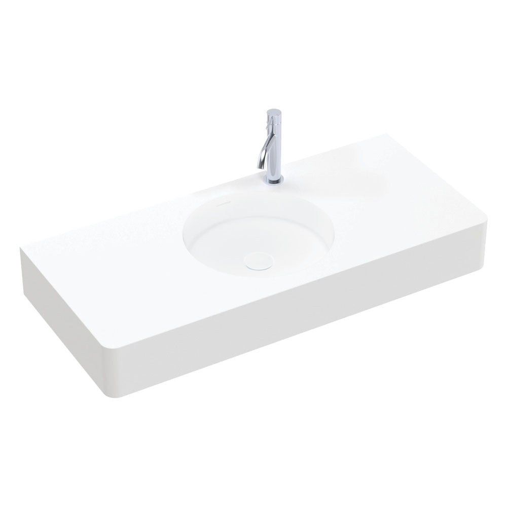 Fienza Encanto 1000 Solid Surface Wall Hung Basin with Overflow 1TH, Matte White