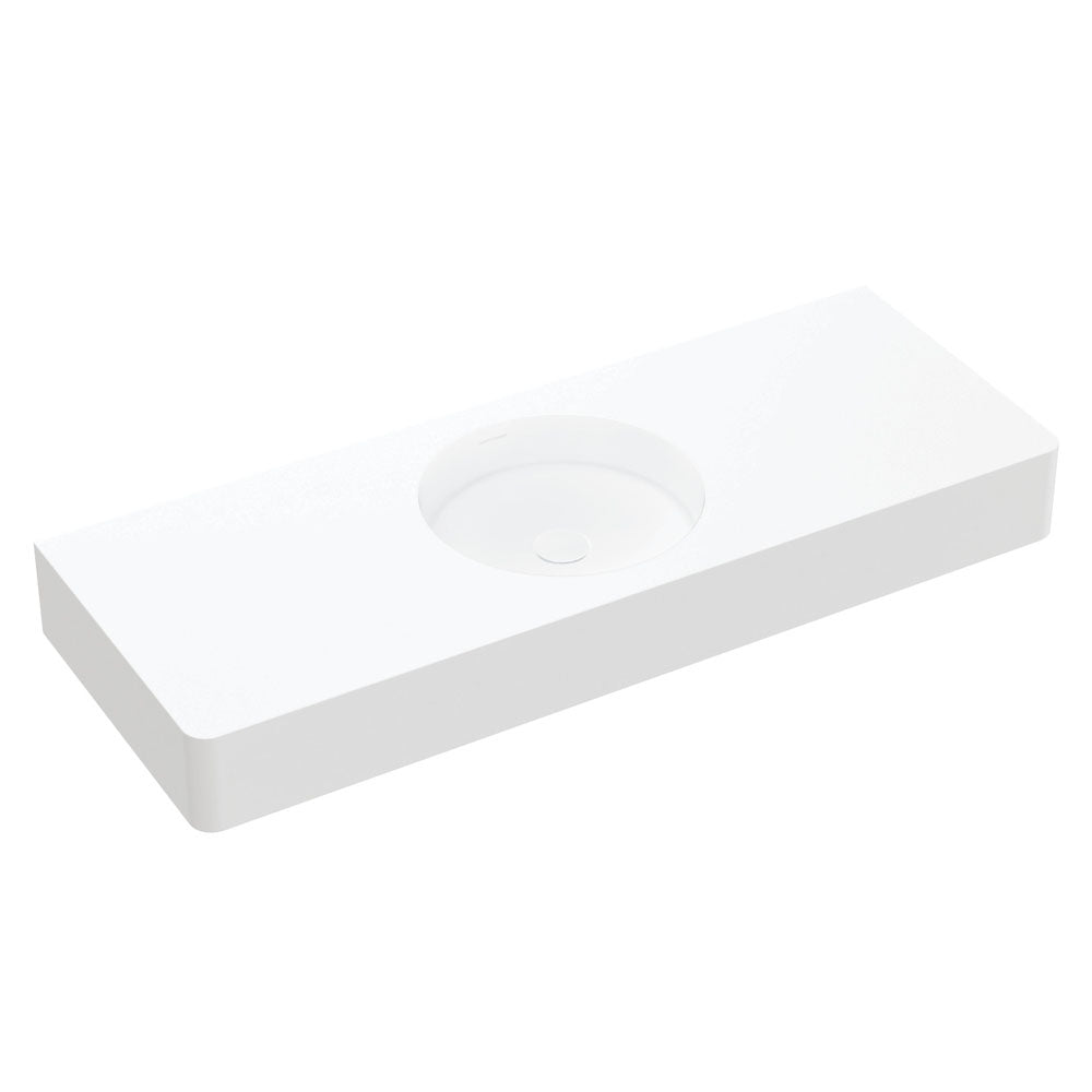 Fienza Encanto 1200 Solid Surface Wall Hung Centre Basin with Overflow NTH, Matte White