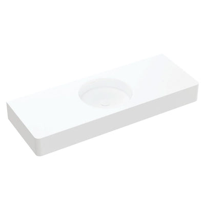 Fienza Encanto 1200 Solid Surface Wall Hung Centre Basin with Overflow NTH, Matte White