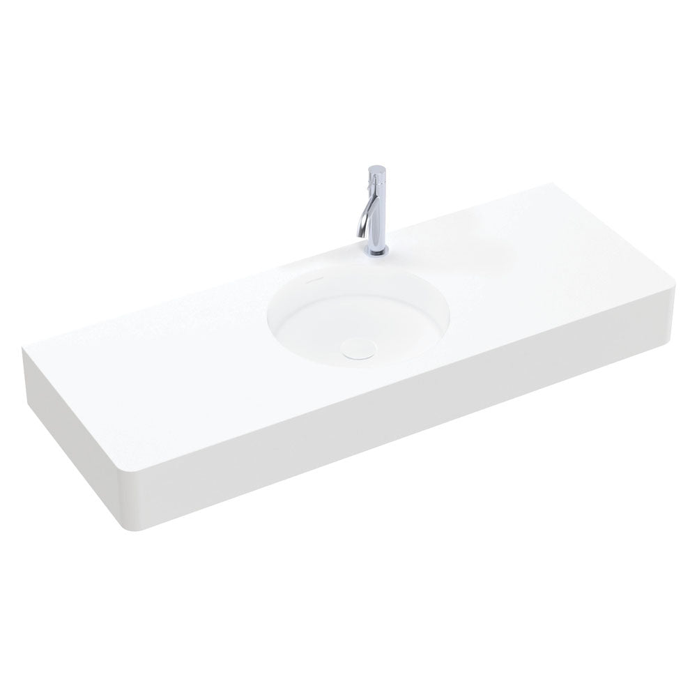 Fienza Encanto 1200 Solid Surface Wall Hung Centre Basin with Overflow 1TH, Matte White