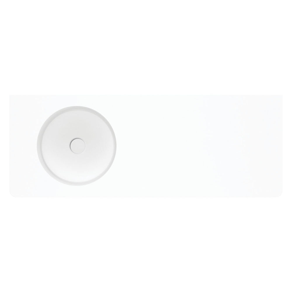 Fienza Encanto 1200 Solid Surface Wall Hung Left Hand Basin with Overflow NTH, Matte White