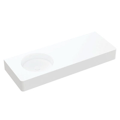 Fienza Encanto 1200 Solid Surface Wall Hung Left Hand Basin with Overflow NTH, Matte White