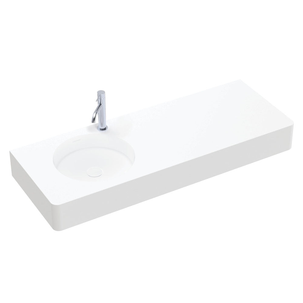 Fienza Encanto 1200 Solid Surface Wall Hung Left Hand Basin with Overflow 1TH, Matte White