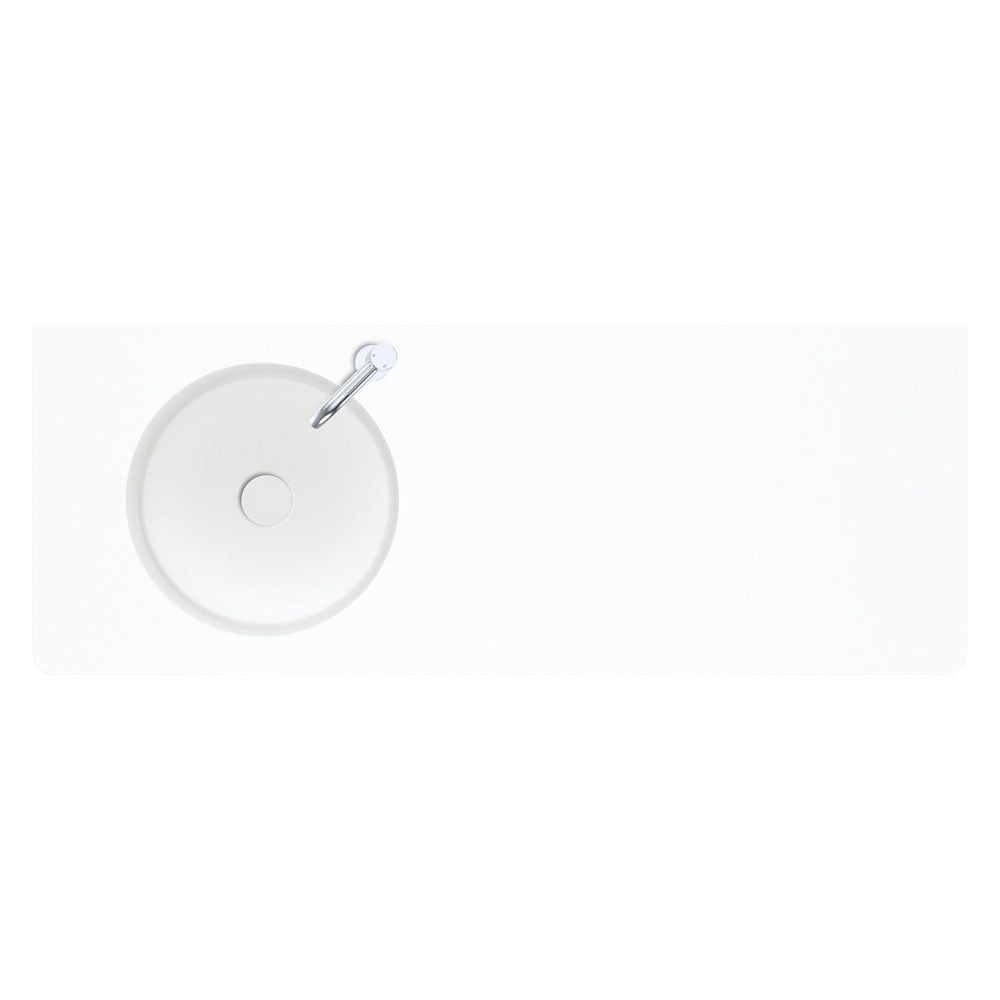Fienza Encanto 1200 Solid Surface Wall Hung Left Hand Basin with Overflow 1TH, Matte White