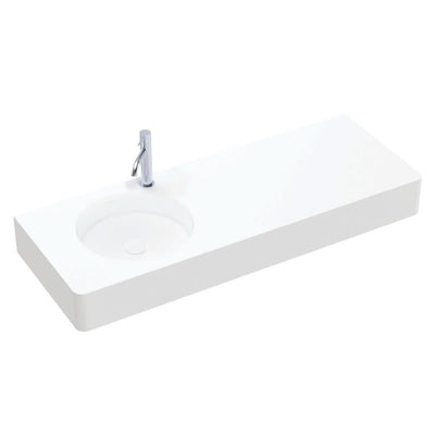Fienza Encanto 1200 Solid Surface Wall Hung Left Hand Basin with Overflow 1TH, Matte White
