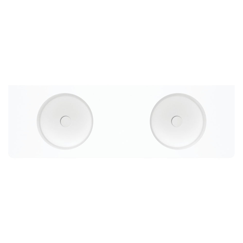 Fienza Encanto 1400 Solid Surface Wall Hung Double Basin with Overflow NTH, Matte White