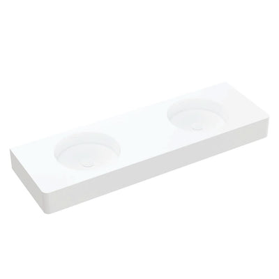 Fienza Encanto 1400 Solid Surface Wall Hung Double Basin with Overflow NTH, Matte White