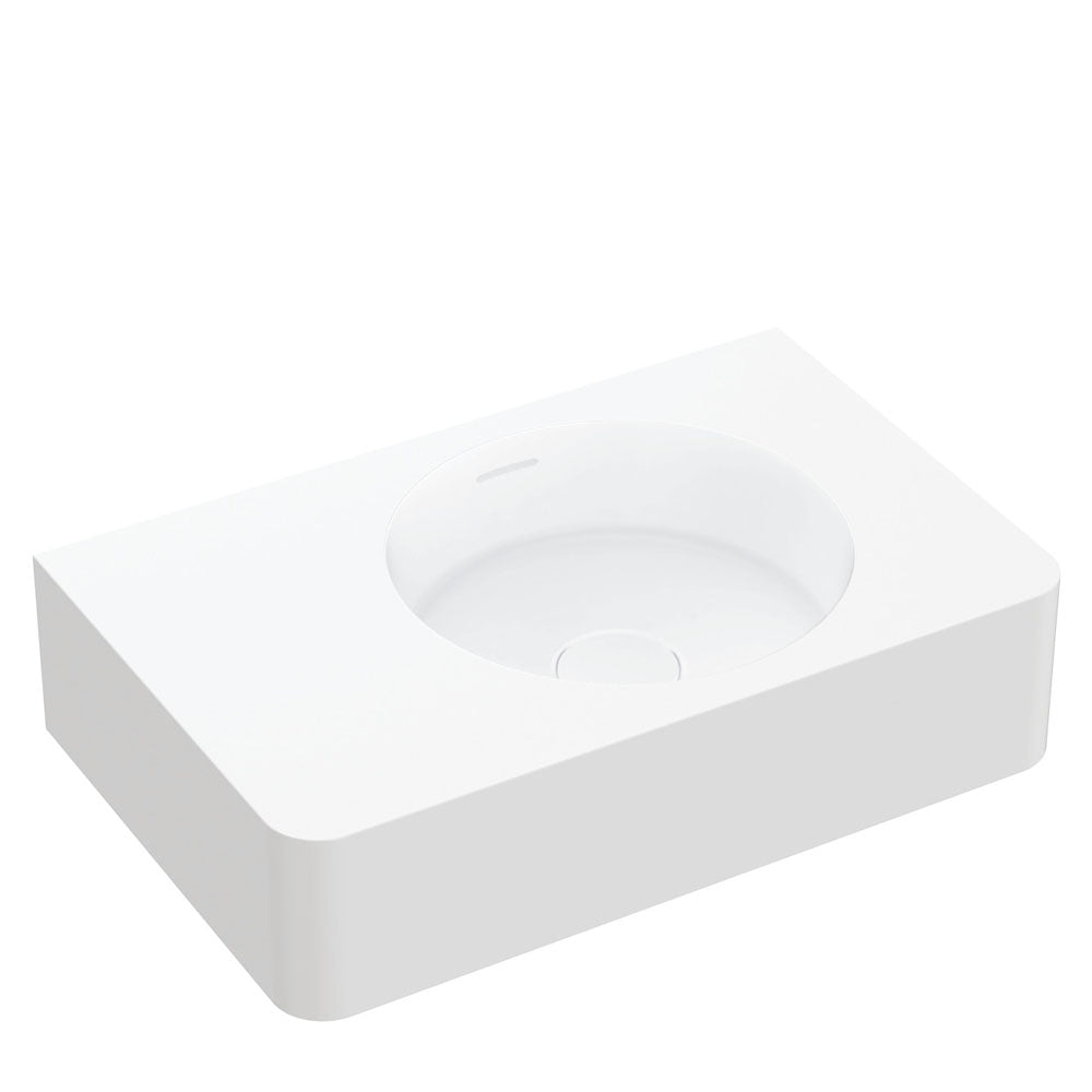 Fienza Encanto 470 Solid Surface Wall Hung Basin with Overflow NTH, Matte White