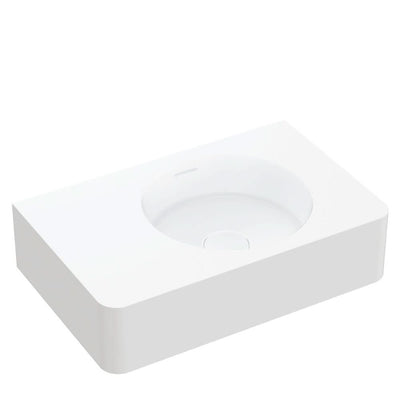 Fienza Encanto 470 Solid Surface Wall Hung Basin with Overflow NTH, Matte White
