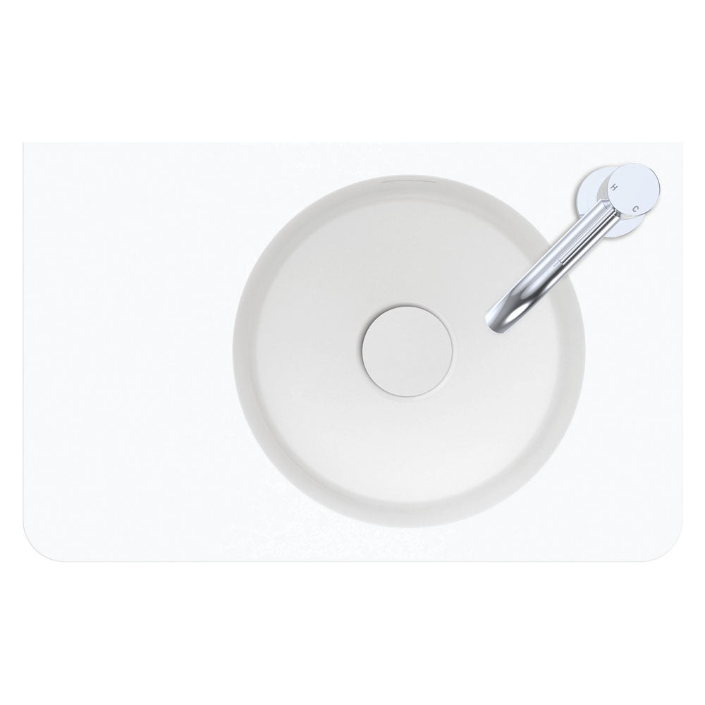Fienza Encanto 470 Solid Surface Wall Hung Basin with Overflow 1TH, Matte White
