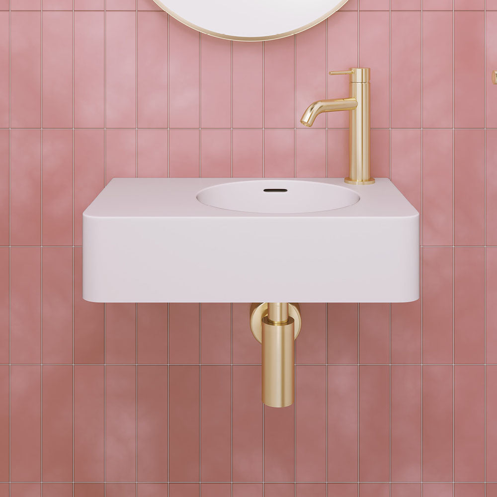 Fienza Encanto 470 Solid Surface Wall Hung Basin with Overflow 1TH, Matte White