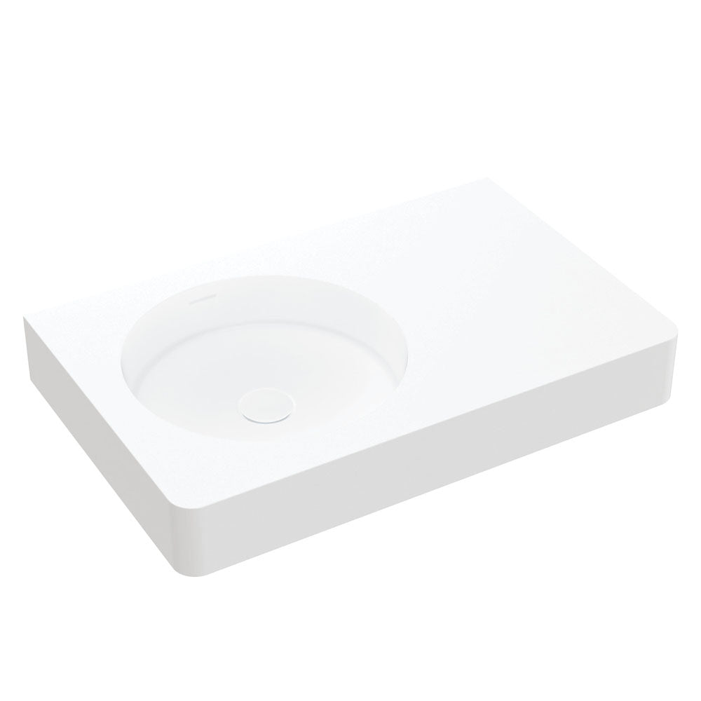 Fienza Encanto 700 Left Hand Bowl Wall Hung Basin with Overflow NTH, Matte White