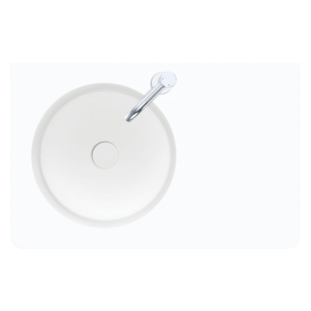 Fienza Encanto 700 Left Hand Bowl Wall Hung Basin with Overflow 1TH, Matte White