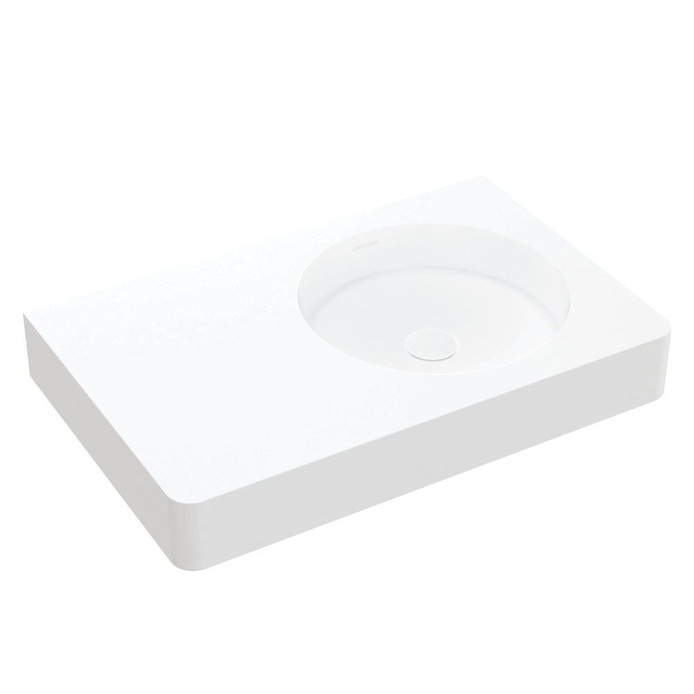 Fienza Encanto 700 Right Hand Bowl Wall Hung Basin with Overflow NTH, Matte White