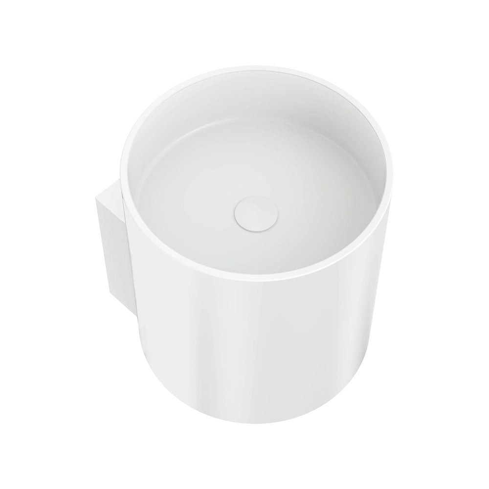 Fienza Livo Solid Surface Cylinder Wall Hung Basin, Matte White