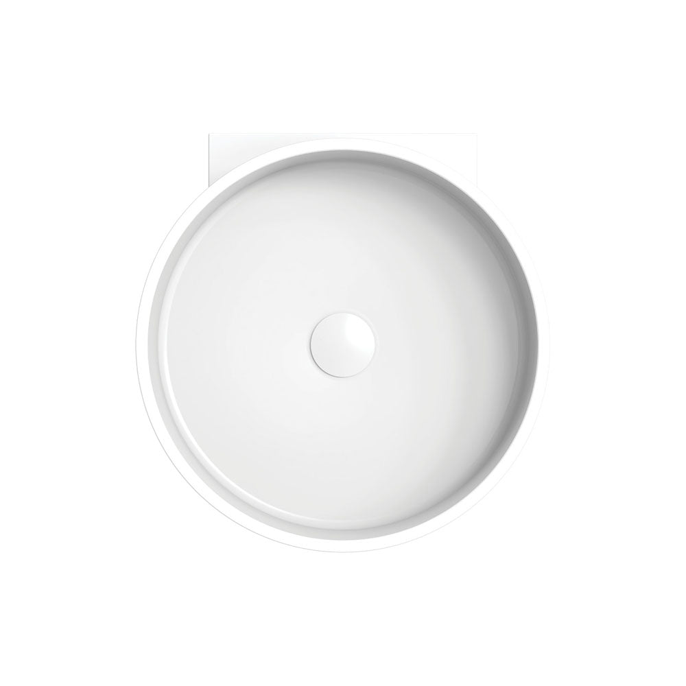 Fienza Livo Solid Surface Cylinder Wall Hung Basin, Matte White