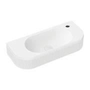 Fienza Minka Fluted Wall Hung Solid Surface Basin 1TH 650 x 270 x 120mm, Matte White