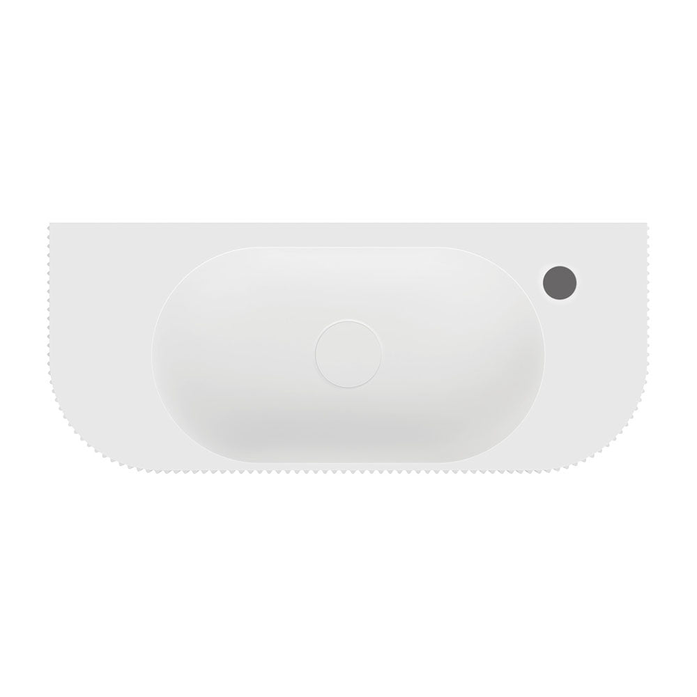 Fienza Minka Fluted Wall Hung Solid Surface Basin 1TH 650 x 270 x 120mm, Matte White