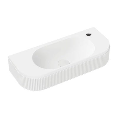 Fienza Minka Fluted Wall Hung Solid Surface Basin 1TH 650 x 270 x 120mm, Matte White