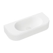 Fienza Minka Fluted Wall Hung Solid Surface Basin NTH 650 x 270 x 120mm, Matte White