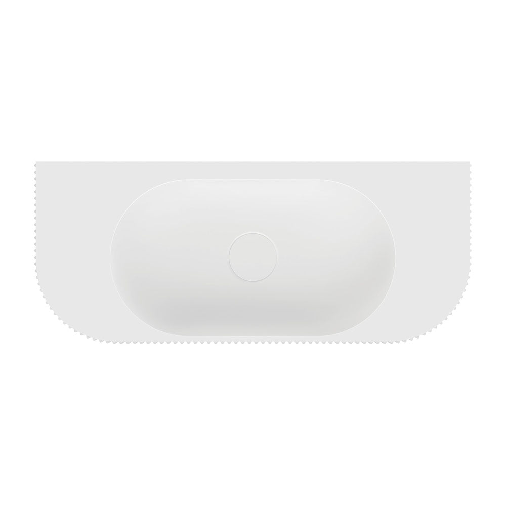 Fienza Minka Fluted Wall Hung Solid Surface Basin NTH 650 x 270 x 120mm, Matte White