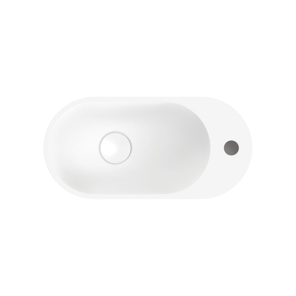 Fienza Ari Wall Hung Solid Surface Basin 1TH 450 x 220 x 280mm, Matte White