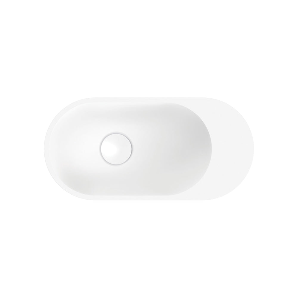 Fienza Ari Wall Hung Solid Surface Basin NTH 450 x 220 x 280mm, Matte White