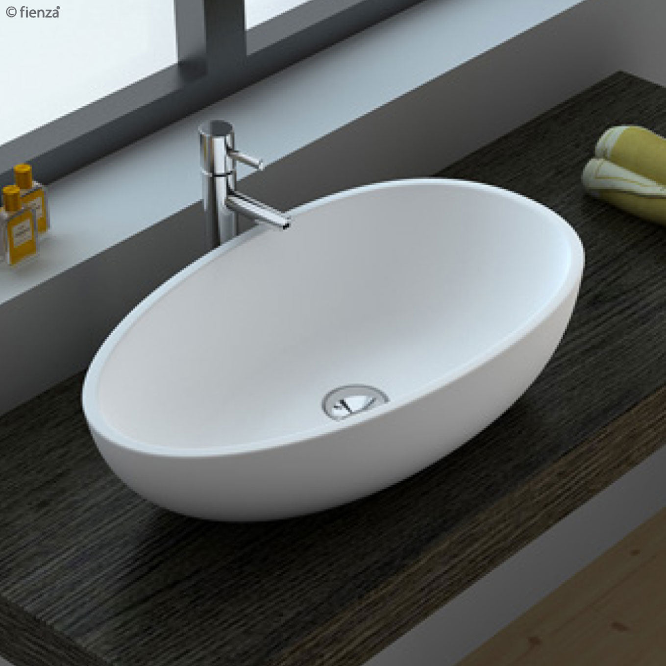 Fienza Bahama Mk11 Above Counter Cast Stone Basin, Matte White