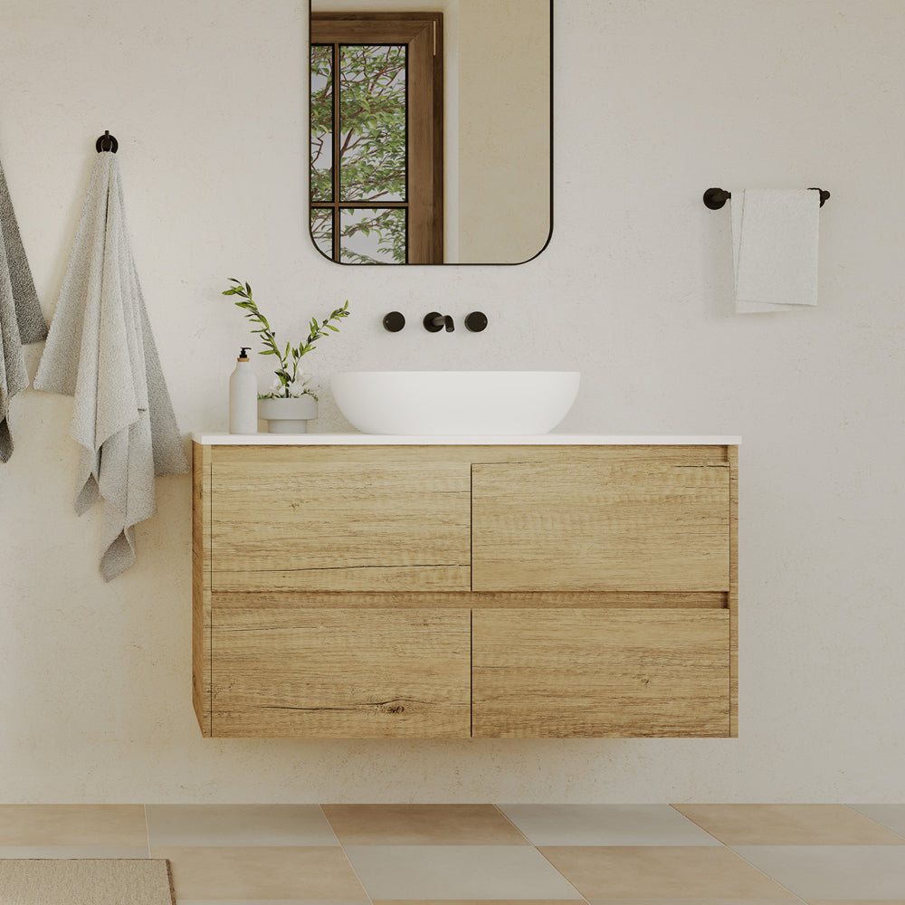 Fienza Nero Above Counter Cast Stone Basin 580 x 380 x 145mm, Matte White