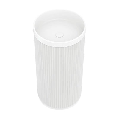 Fienza Minka Fluted Freestanding Solid Surface Basin 450 x 450 x 900mm, Matte White