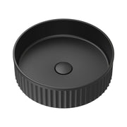 Fienza Minka Fluted Round Solid Surface Basin 400 x 400 x 120mm, Matte Black