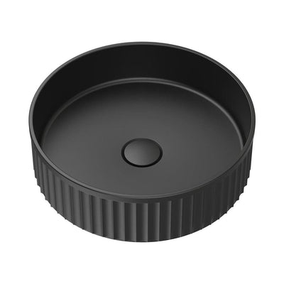 Fienza Minka Fluted Round Solid Surface Basin 400 x 400 x 120mm, Matte Black