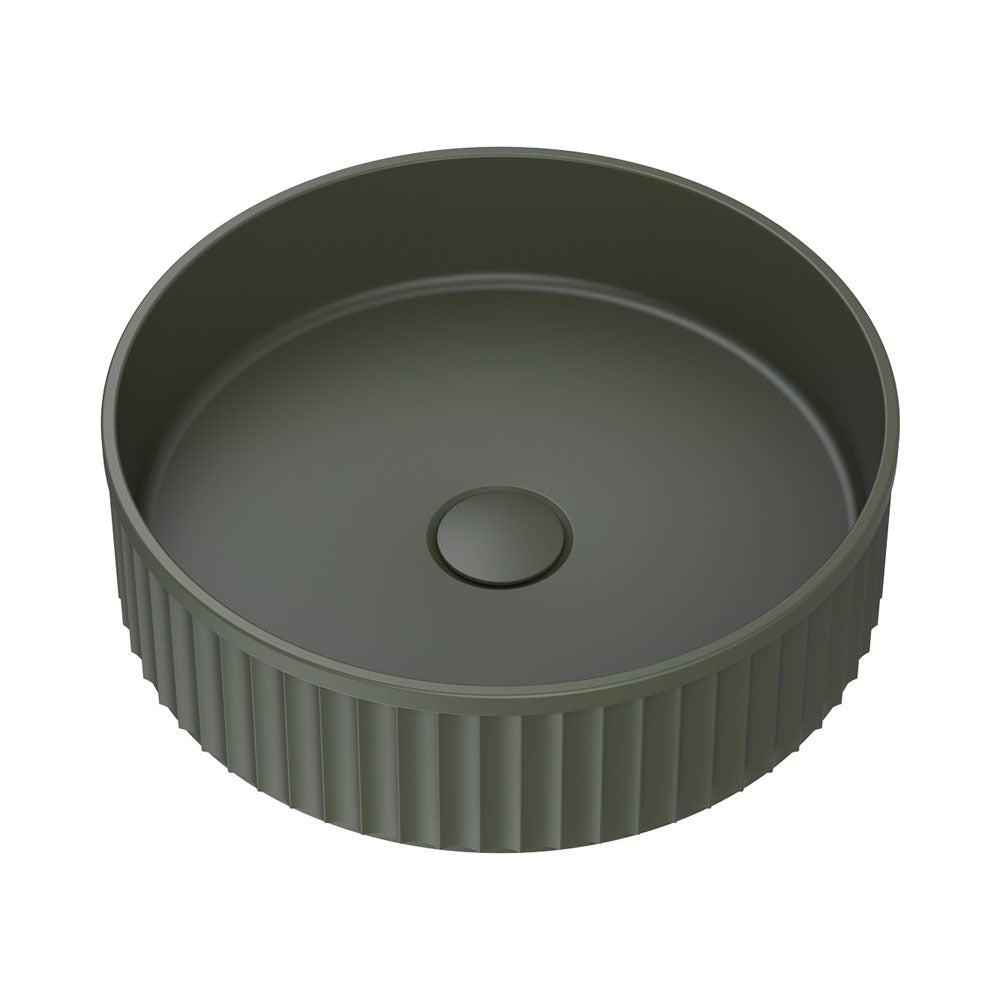 Fienza Minka Fluted Round Solid Surface Basin Forest 400 x 400 x 120mm, Matte White