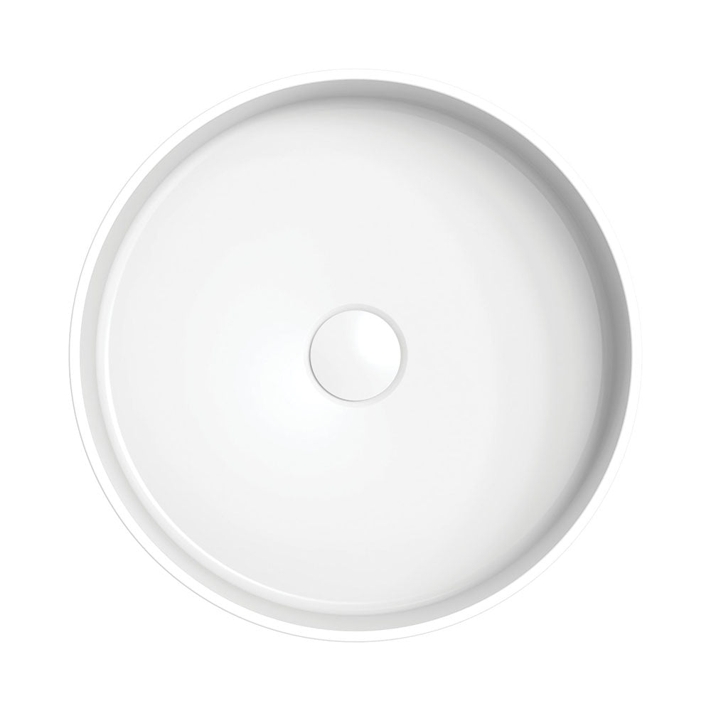 Fienza Minka Fluted Round Solid Surface Basin 400 x 400 x 120mm, Matte White