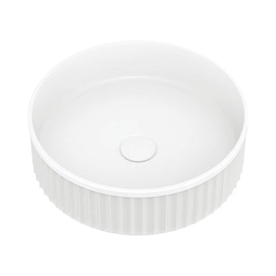 Fienza Minka Fluted Round Solid Surface Basin 400 x 400 x 120mm, Matte White