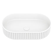 Fienza Minka Fluted Pill Shaped Solid Surface Basin 550 x 340 x 120mm, Matte White