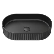 Fienza Minka Fluted Pill Shaped Solid Surface Basin 550 x 340 x 120mm, Matte Black