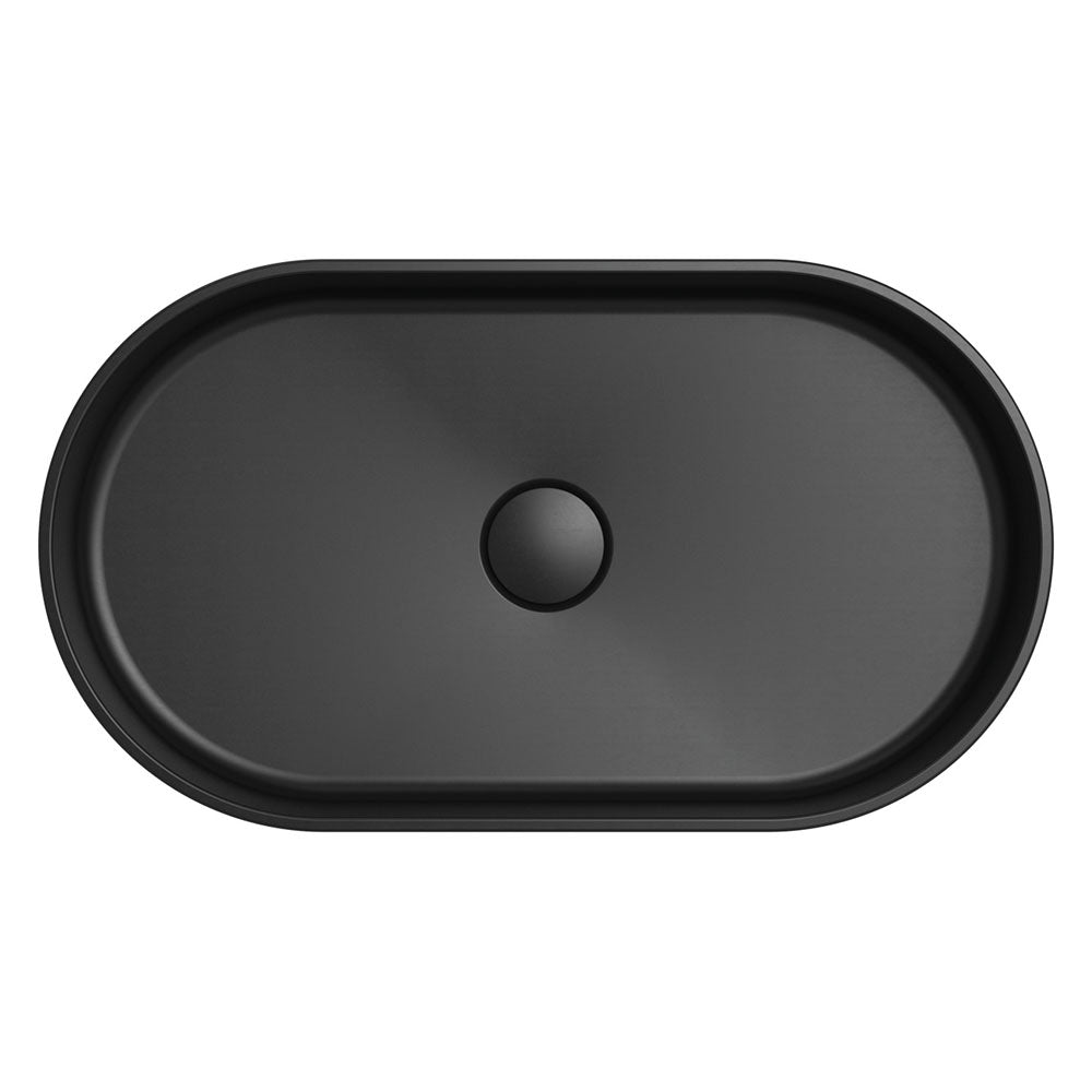 Fienza Minka Fluted Pill Shaped Solid Surface Basin 550 x 340 x 120mm, Matte Black