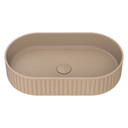 Fienza Minka Fluted Pill Shaped Solid Surface Basin Dusk 550 x 340 x 120mm, Matte White