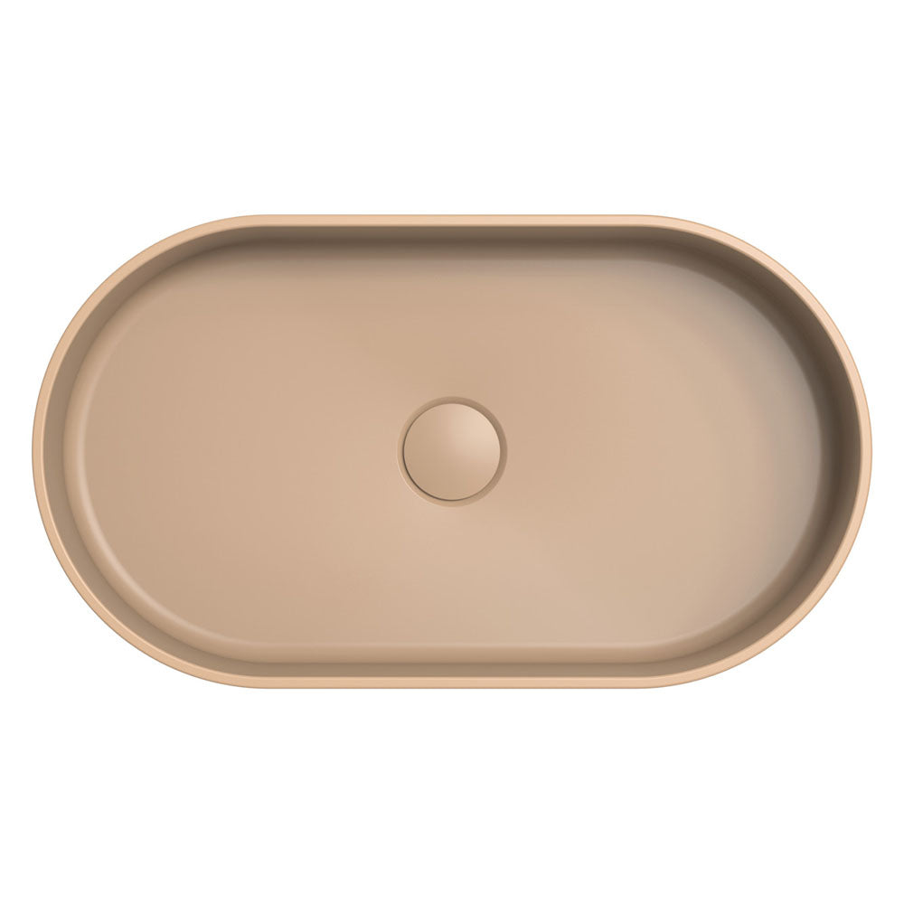Fienza Minka Fluted Pill Shaped Solid Surface Basin Dusk 550 x 340 x 120mm, Matte White