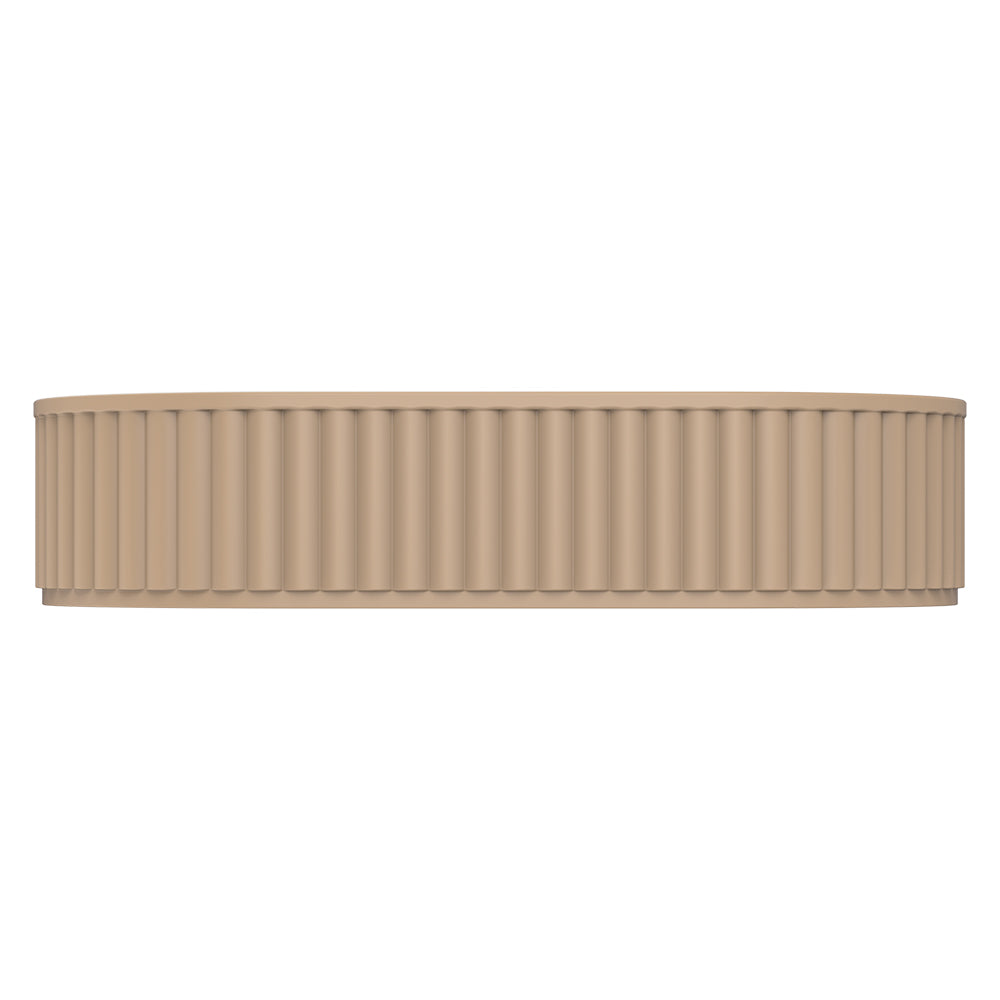 Fienza Minka Fluted Pill Shaped Solid Surface Basin Dusk 550 x 340 x 120mm, Matte White
