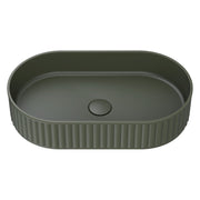 Fienza Minka Fluted Pill Shaped Solid Surface Basin Forest 550 x 340 x 120mm, Matte White