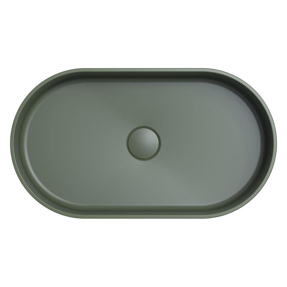 Fienza Minka Fluted Pill Shaped Solid Surface Basin Forest 550 x 340 x 120mm, Matte White